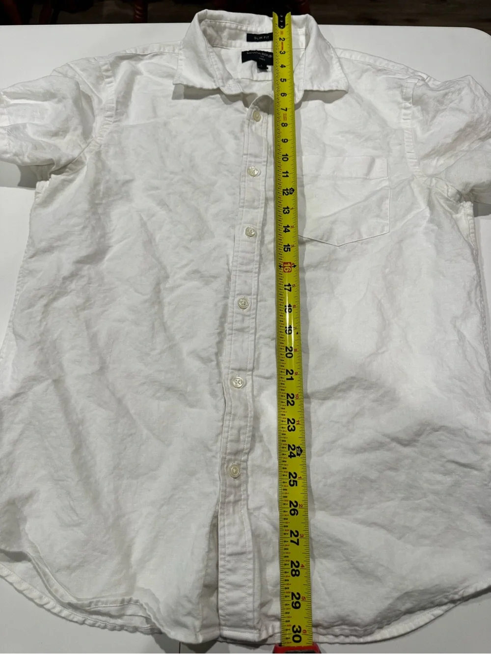 Banana Republic White Linen Slim Fit Button-Down Shirt